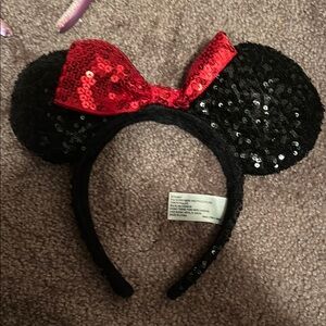 Disney Sequin Minnie Mouse Ears Headband - Red and Black
